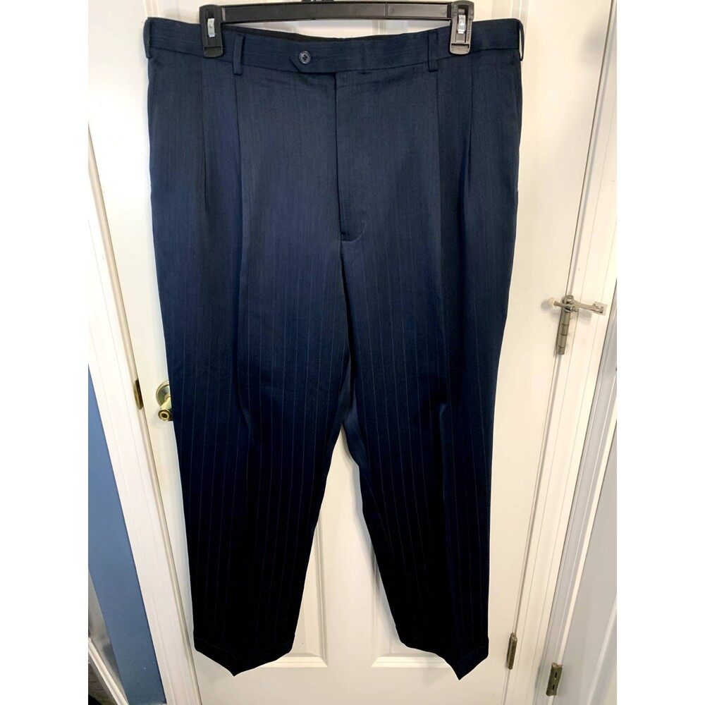 Zandello Men's Blue Pinstripe Suit Pants Size 42 L